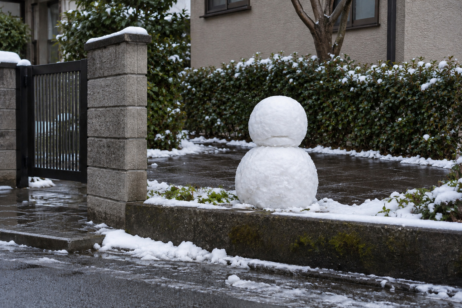 柳瀬市の民家の門の脇の雪だるまに関する奇妙な記録
